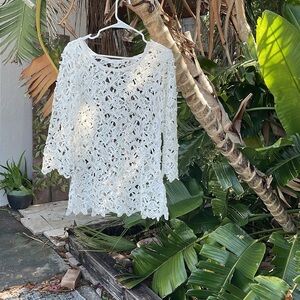 Boston, proper crochet look lace top with bell sleeves